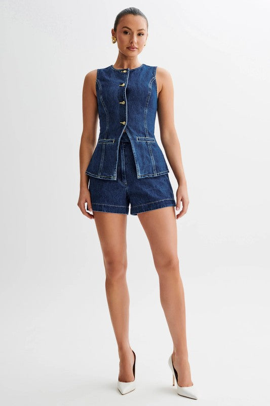 Denim two-piece short set